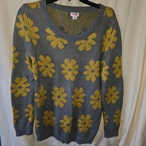 Gray and Yellow Floral Sweater